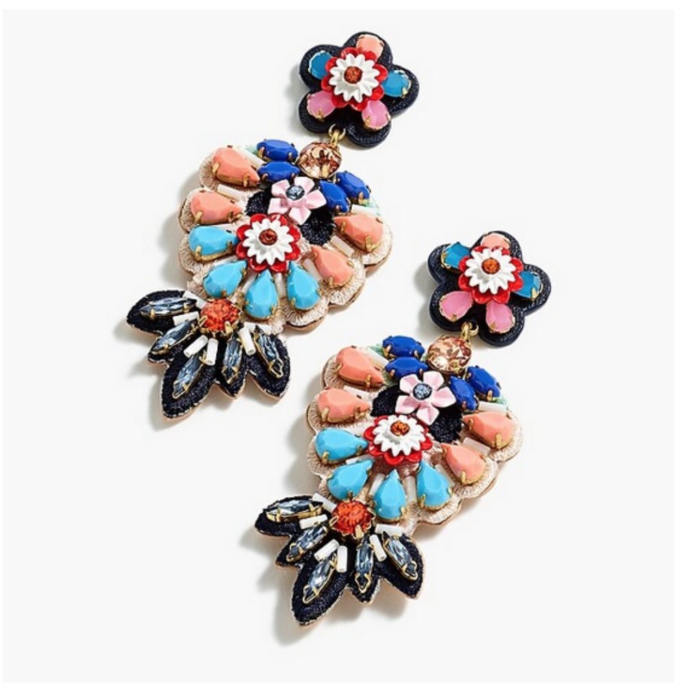 J. Crew Embroidered leather-backed earrings - Picture 1 of 8